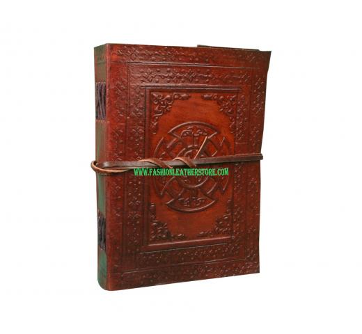 120 Page Vintage Crafts Mandala Embossed Leather  Unlined Journal Cotton Paper strap closure